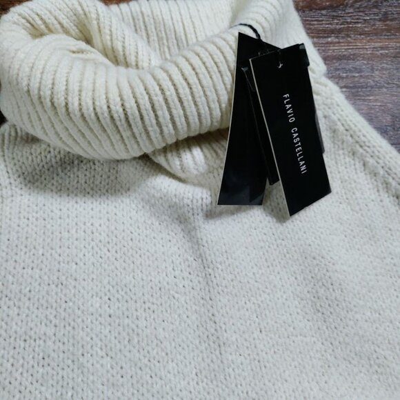 Flavio Castellani Womens Alpaca Merino Turtleneck Poncho Sweater Size 44/L - Picture 3 of 13